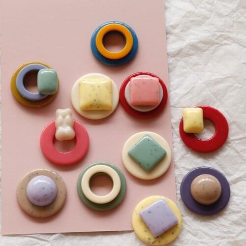 Thick Seven-Color Resin Circle DIY Hand Made Accessories Handmade Earrings Ear Stud Material Japanese-style INS Wind Morandi