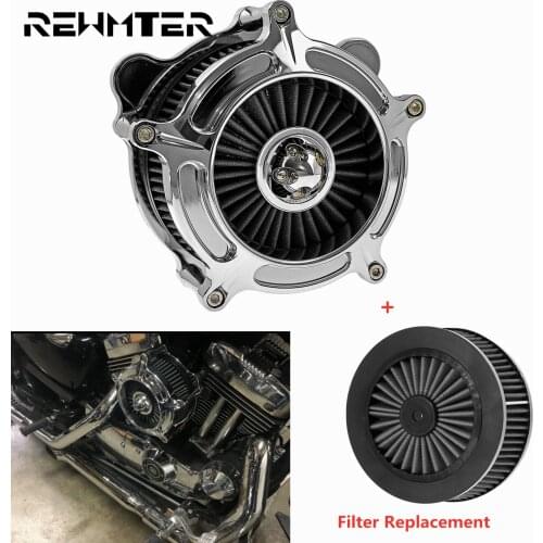 Motorcycle Chrome Air Cleaner Intake Filter & Replacement Element For Harley Touring Road King Glide Dyna Softail Fat Boy FLHX