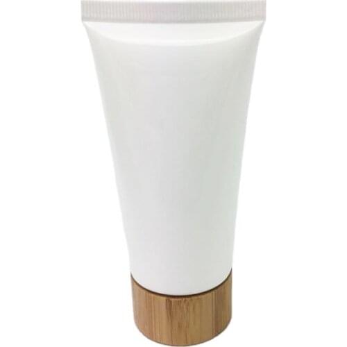 High Quality 150g Bamboo Lid Soft Squeeze Tube White 150ml Plastic Empty Hand Cream Tube Cosmetic Squeeze Packaging Container