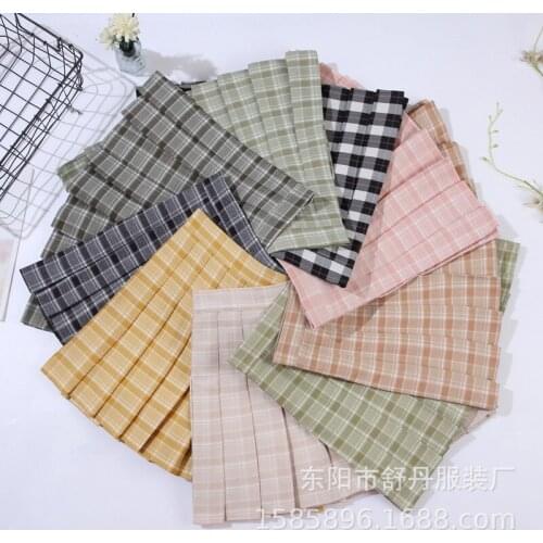 Pleated Skirt New Four Seasons Delivery High Waist Female Student Skirt Fashion jk Pleated Skirt Plaid Group Slimming Skirt