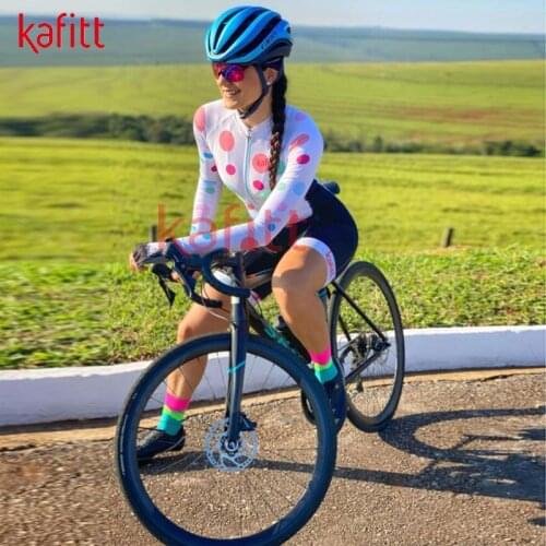 Kafeet Long-sleeved Uniform Ladies New Cycling Jersey Sweatshirt Macaquinho GO Cycling Jersey Jumpsuit Jersey Suit White