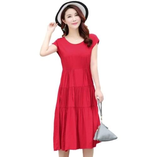 New Plus size S-4XL summer women cotton silk dress women plant flower embroidered cotton dress woman casual loose beach dress