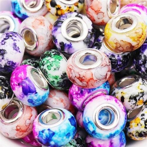 10 Pcs Color Flower Fimo Clay Spacer Beads Pandora Charms Fit Bracelet for Women Girls DIY Snake Chain Cord Jewelry Making Kit