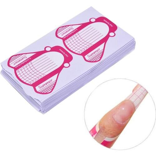100 Pcs Stilletto Shape Nail Forms for Nail Tips Extension Nail Forms Guide Pink