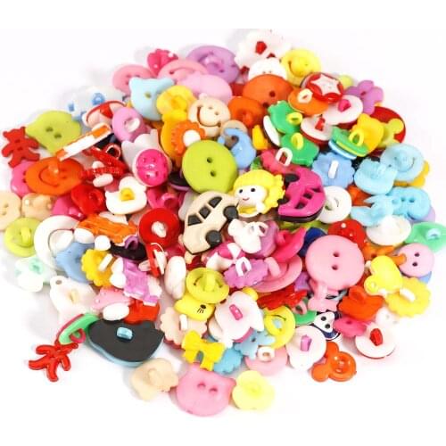 20g About 100 Round Mixed Color Plastic Buttons DIY Crafts Childrens Clothing Accessories Sewing Creative Cartoon Buttons
