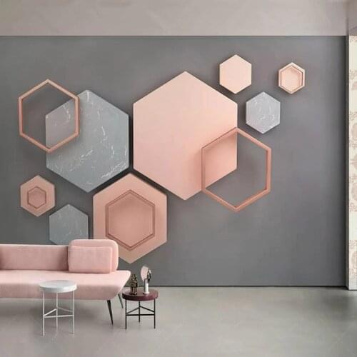 3D Stereo Hexagonal Geometric Mural Wallpaper Modern Simple Creative Art Wall Painting Living Room TV Background Wall Decor 3 D