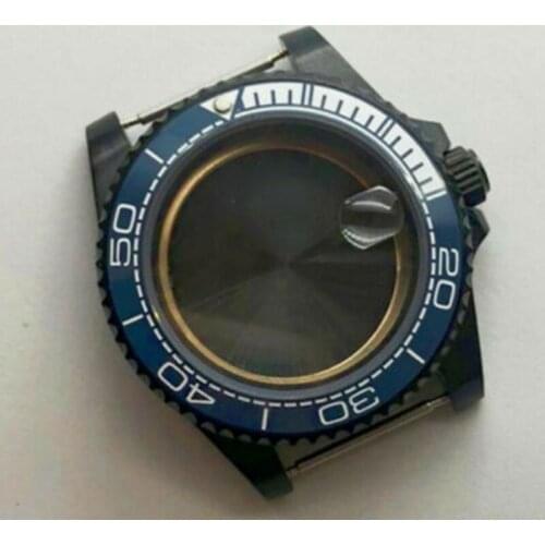 40mm PVD Watch Case Sapphire Glass Ceramic Bezel fit NH35A NH36A MIYOTA 8215 821A 8205 Seeing/Solid Glass Back