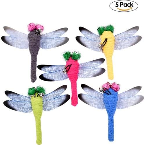 Colorful 5 Pack Cat Toys Dragonfly Replacement Head of Cattle Cat and Other Small Pet Teaser Replacement Feathers Dropshipping