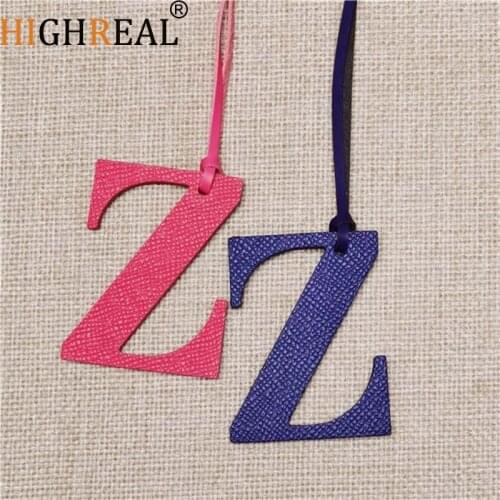 HIGHREAL Custom Made Luxury Genuine Leather Character Letter Z Keychain Women Bag Charm Backpack Pendant