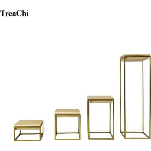 Gold Stainless Steel Jewelry Window Counter Showcase Gold PU Bracelet Riser Ring Necklace Jewelry Display Organizer Stand 6 Size