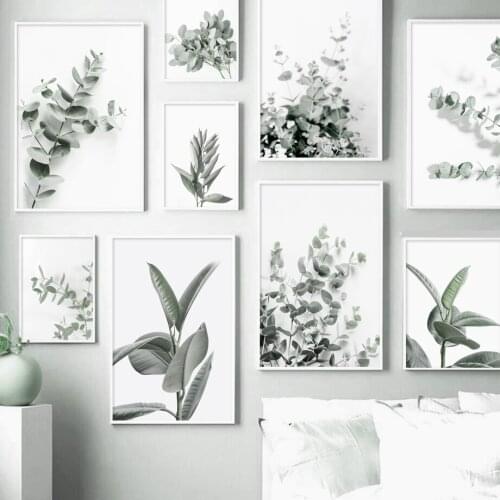 Eucalyptus Grass Green Plant Leaves Home Decor Wall Art Canvas Painting Nordic Posters And Prints Wall Pictures For Living Room