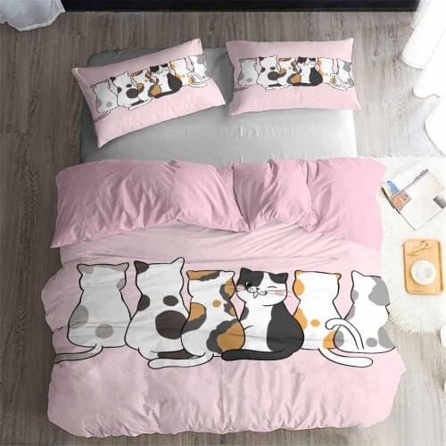 HELENGILI 3D Bedding Set Lovely cartoon cats Print Duvet cover set bedclothes with pillowcase bed set home Textiles