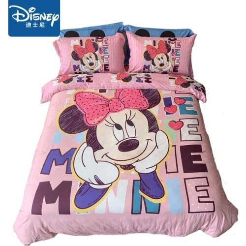 Disney mickey Minnie mouse queen size comforter bedding set for girls duvet cover 4pcs pillow cases single size 3d printed gift