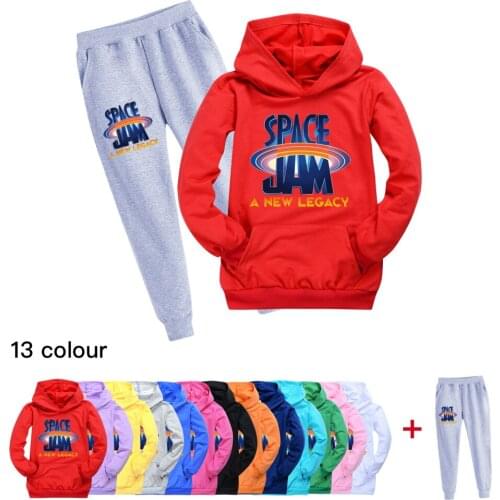 Space Jam Boys Clothes Hoodies Boy Sweatshirt + Pants Suit Teens Kids Spring Clothes Childrens Clothing Sets 3-16Y Anime To