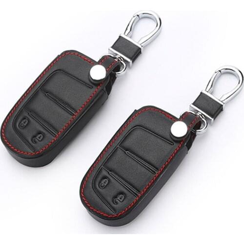 Leather Car Key Cover Case For Chrysler Dodge Caliber Jeep Patriot Liberty Remote Key Car Styling Keychain holder