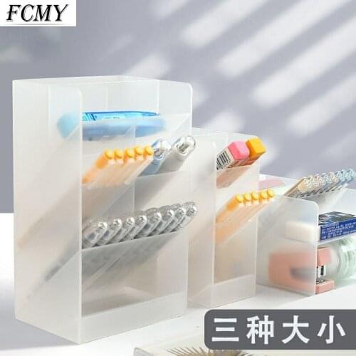 Creative Fashion Oblique Pen Holder Korean Style Multi-function Desktop Storage Box Office Stationery Kawaii Office Accessories