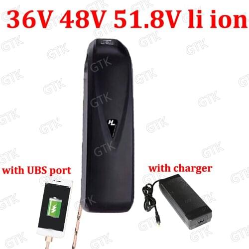 48v 13ah lithium ion batterie 18650 li ion BMS rechargeable Usb Port for 48V scooter electirc bike bicycle + 2A charger