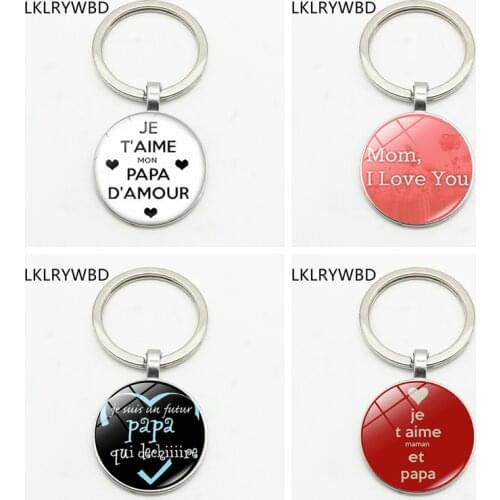 LKLRYWBD / Mom, I Love You Fashion Keychain Key Ring Jewelry Pendant Convex Glass Keychain