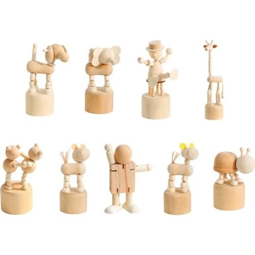Sterose Wooden Small Animal Mini Desktop Ornaments Cute Cartoon Building Blocks Toys Children Puzzle Animal Model Kids Bedroom D