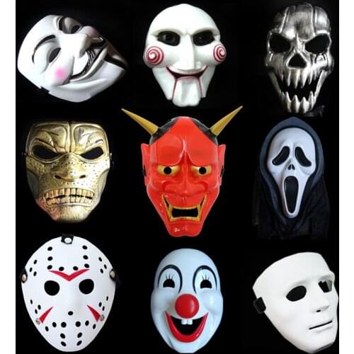 Halloween Horror Movie Theme Mask V-Vendetta Chainsaw Horror Clown Skeleton Demon Doll Masquerade Cosplay Props Anonymous Mask