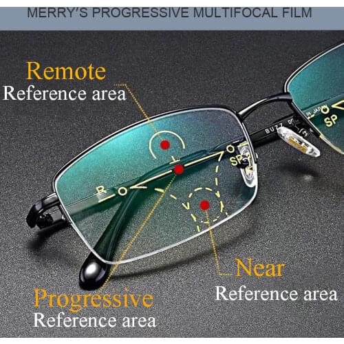 Progressive Multifocus Reading Glasses Blue Light Blocking Titanium Anti-fatigue Full frame Multifocal Readers Eyeglasses 1.0to4