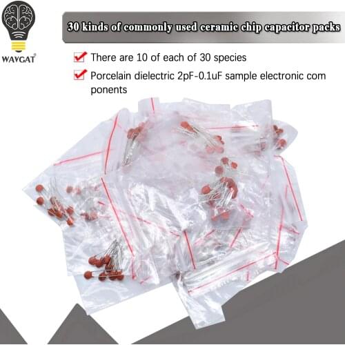 300pcs/lot Ceramic capacitor set pack 2PF-0.1UF 30 values*10pcs Electronic Components Package capacitor Assorted Kit samples Diy