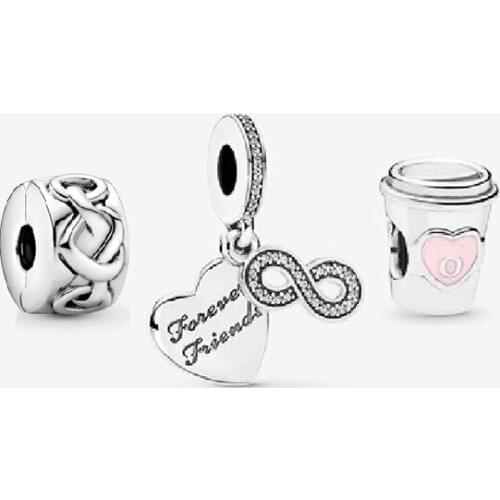 2020 New Sweet Knot Heart, Friend Forever, Coffee Cup Bracelet Charm, All-match Jewelry Lucky Birthday Gift Family