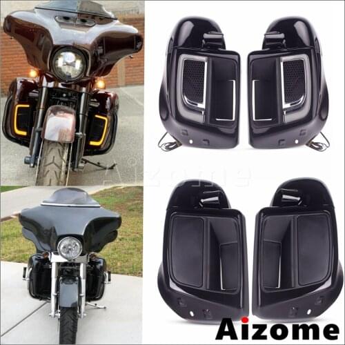 Motorcycle LED Leg Vented Fairing Cover for Harley Road King Electra Street Glide CVO Limited w/ Turn Signal Running Light 14-up