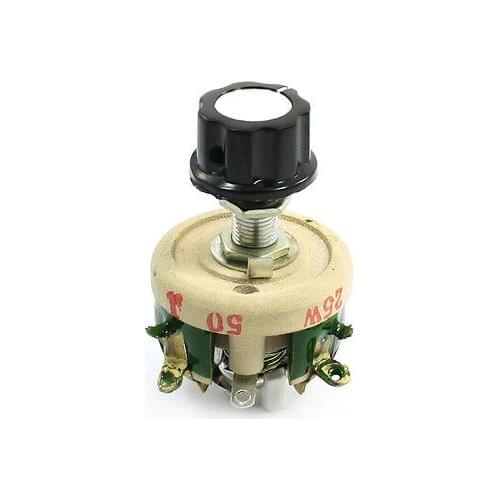 Single Turn Resistor 25W 50 Ohm Adjustable Taper Ceramic Disk Rheostat