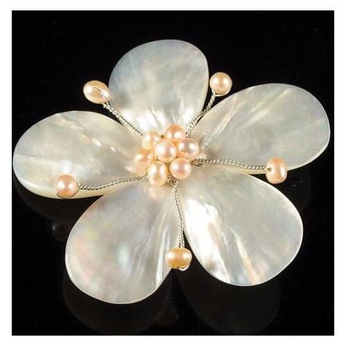 Wholesale Handwork Pearl Jewellery,Wedding Birthday Party Women Gift Brooch,Shell Pearl Flower Pin Brooch Pendant FN9442