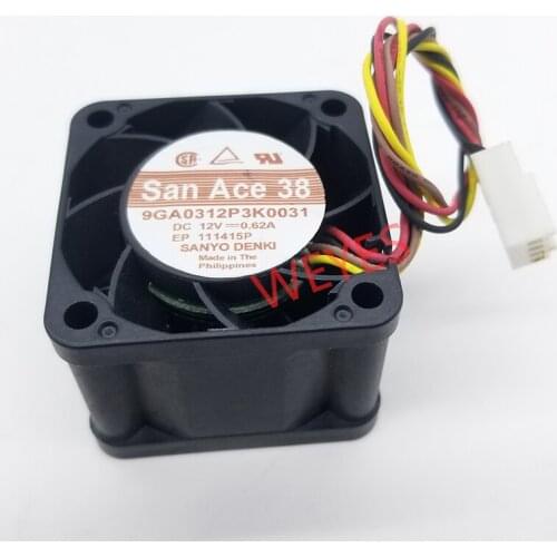 Original 9GA0312P3K0031 DC 12V 0.62A 38x38x28mm Server Cooler Fan