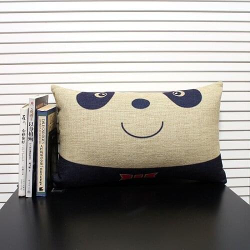 Panda pillow cover, Retro cute Creative Korean cartoon panda Animal waist pillow case pillowcase