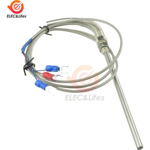 PT100 Temperature Sensor Thermocouple Wire M8 with 10cm Probe Tube Stainless Steel Shield for Temperature Controller