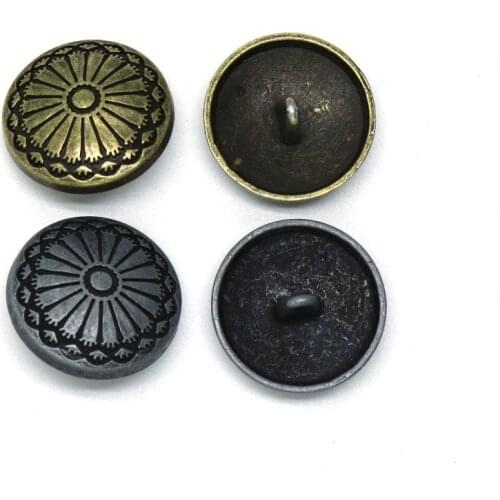 30Pieces Bronze Round Carved Flower Shank Button Shield Design Jeans Button DIY Sewing Craft 23mm
