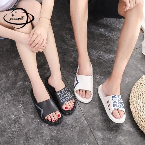 35-45 Mens And Womens Slippers Male Summer Flip Flops Flat Heel Indoor Couple Letter Soft Bottom Comfortable Man Shoes H9
