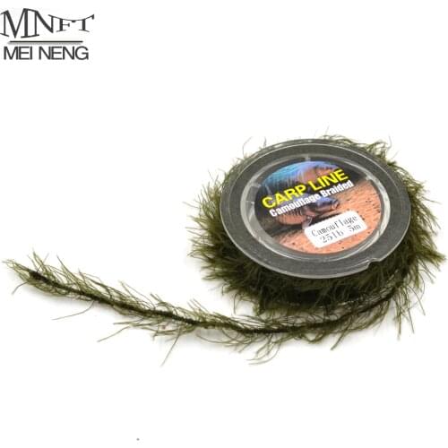 MNFT 5M Camouflage Braided Carp Line Weed Effect Rigs 25 35 45Lb Carp Hair Rig Imitates Nature Weed Wire Fishing Tackle Line
