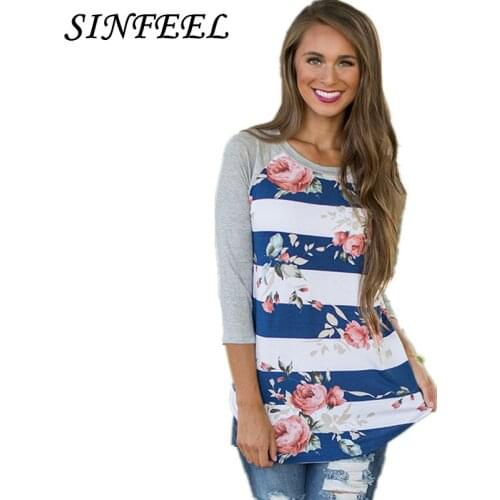SINFEEL 2018 Korean Style Long Sleeve T Shirts Women Print T-shirt Fashion Harajuku Striped Female Slim Femme Lady plus size