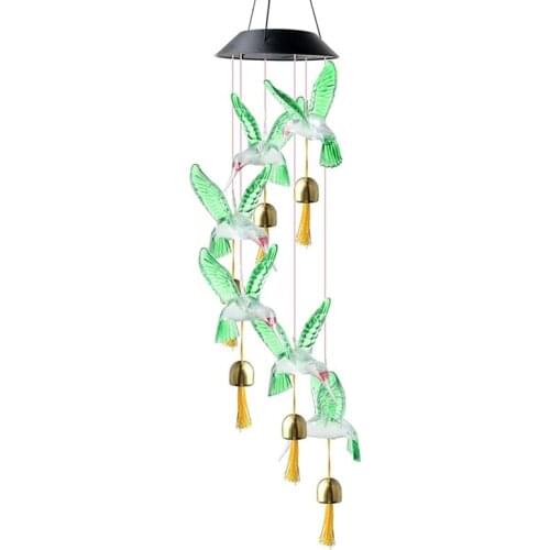 Solar Bird Wind Chimes Lights with Bell,Outdoor Color Changing RGB LED Hanging Lights,for Garden,Yard Decor,Etc
