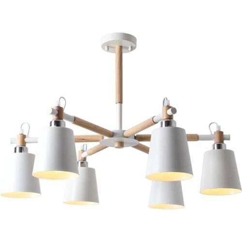 Modern Creative 3/6/8 Heads Solid Wood LED Chandelier Lamp Ceiling Lighting Home Hanging Lighting Bedroom Dining Room LED Lamps
