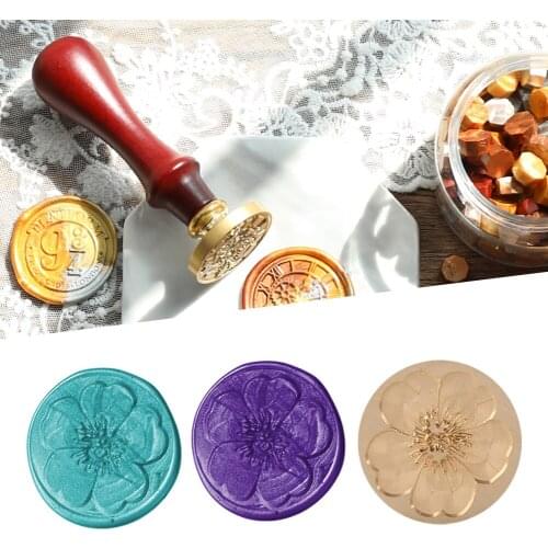 Retro Wax Seal Antique Plant Pattern Sealing Wax Stamp Wood Handle Envelope Wedding Invitations DIY Decorative Craft Gifts