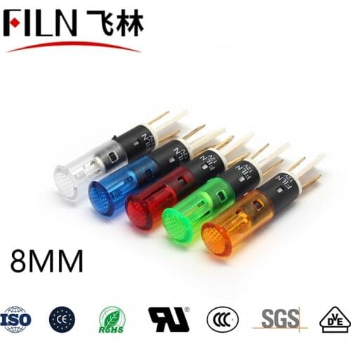 FILN Plastic High quality 8mm red green blue yellow white led indicator light 12v 24v 36v pilot lamp