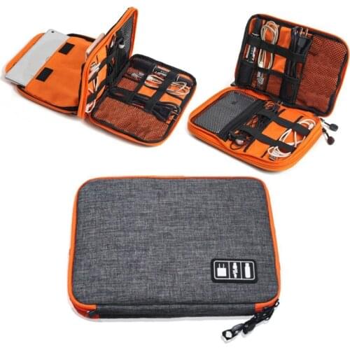 High Grade Nylon 2 Layers Travel Electronic Accessories Organizer Bag,Travel Gadget Carry Bag, Perfect Size Fit for iPad