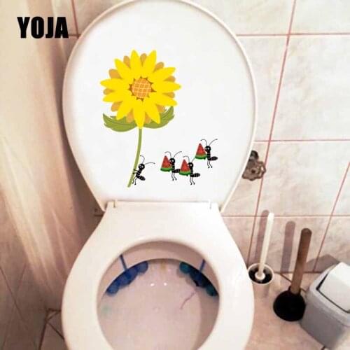 YOJA 18.9X22.1CM Toilet Decal Kids Room Decoration Wall Sticker Ants Cartoon Watermelon In Summer T5-1407