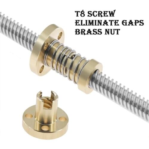 3D Printer Parts T8 Anti Backlash Spring Loaded Nut Elimination Gap Nut for 8mm Acme Threaded Rod Lead Screws DIY CNC