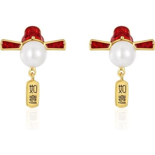 S925 sterling silver knife horse dan retro Chinese style ladies earrings