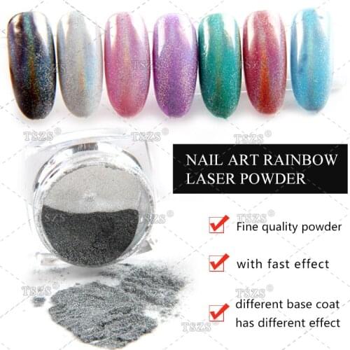 1box/lot Mirror Powder Laser Silver Pigment Powder Chrome Pigment Rainbow Shiny Nail Glitters Nail Art Sequins