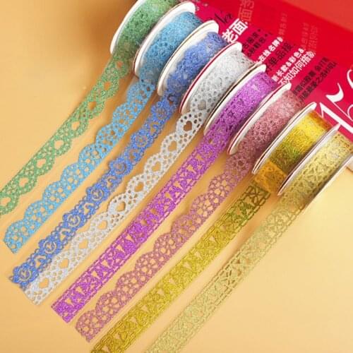 1pc Kawaii Glitter Matte Lace Tape Scrapbooking Card Adhesive Paper Sticker DIY Craft Gift Christmas Party Wedding Home Ornament