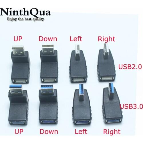 1pcs 90 degree Angle L Bending USB 2.0 Usb 3.0 Male to Female Adapter Extension Connector for Computer Notebook