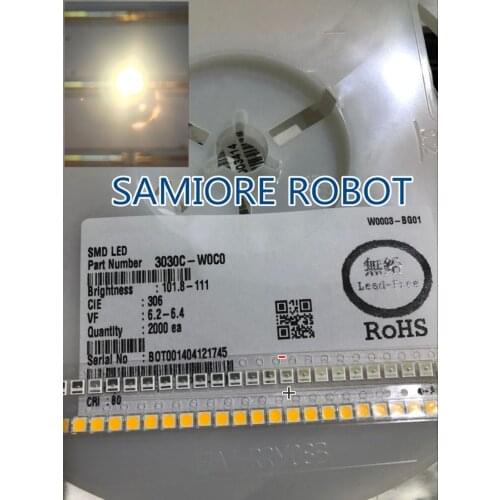 100Pcs AOT High Power LED 3030 1.6W 6V 3000K Warm white EMC Lighting Application