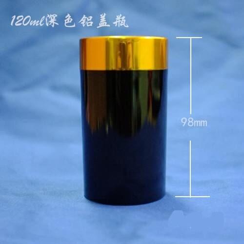 100pcs/lot 120ml Plastic PS Bottle for Capsule Powder Medicine ,Dark Brown Bottles Container for Tables with gold Cap